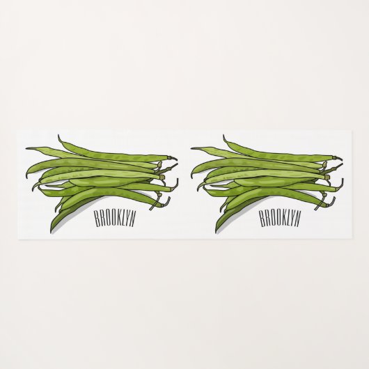 Afbeelding cartoon groene bonen yogamat (Achterkant (horizontaal))