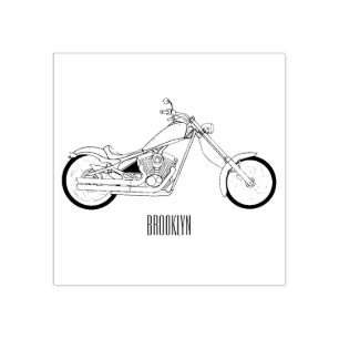 Afbeelding cartoon motorfiets rubberstempel