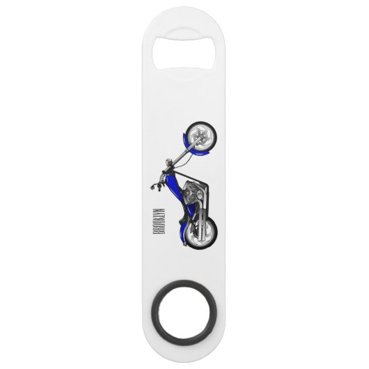 Afbeelding cartoon motorfiets speed flessenopener (Achterkant)