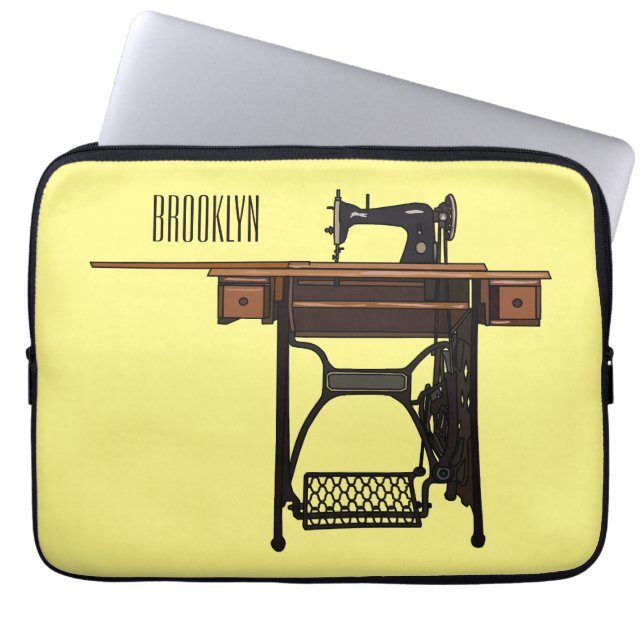Afbeelding cartoon naaimachine laptop sleeve (Voorkant)