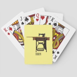 Afbeelding cartoon naaimachine pokerkaarten