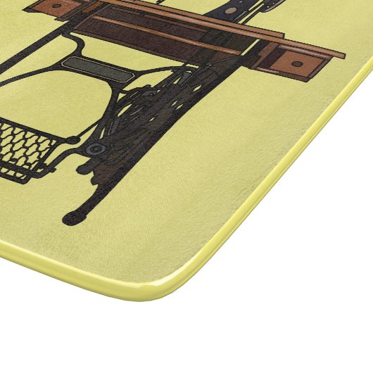 Afbeelding cartoon naaimachine snijplank (Hoek)