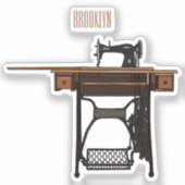 Afbeelding cartoon naaimachine sticker (Voorkant)