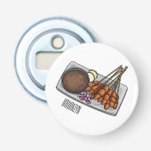 Afbeelding cartoon satay button flesopener (Voorkant)
