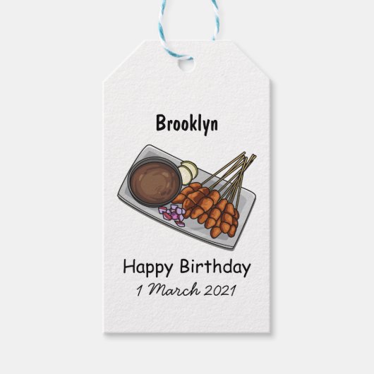 Afbeelding cartoon satay cadeaulabel (Voorkant)