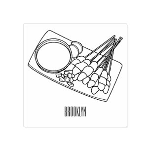 Afbeelding cartoon satay 	rubberstempel