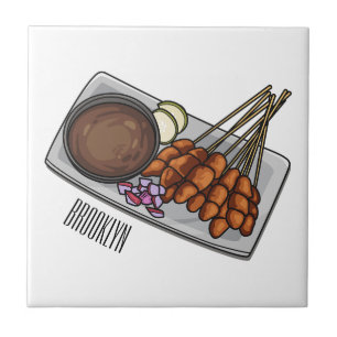 Afbeelding cartoon satay tegeltje