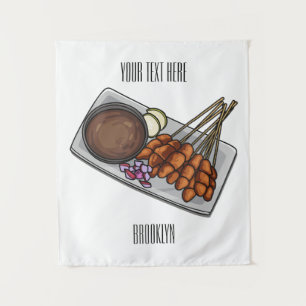 Afbeelding cartoon satay wandkleed