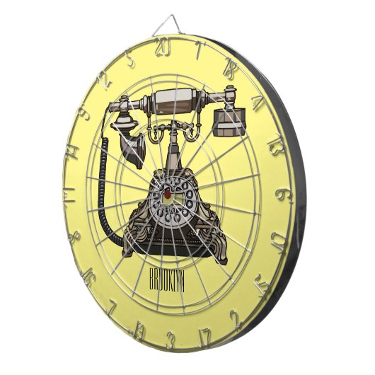 Afbeelding cartoon telefoon dartbord (Voorkant Rechts)