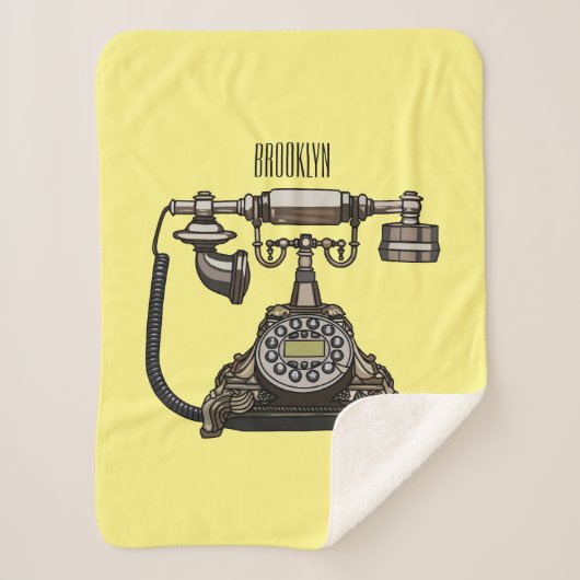 Afbeelding cartoon telefoon sherpa deken (Voorkant)