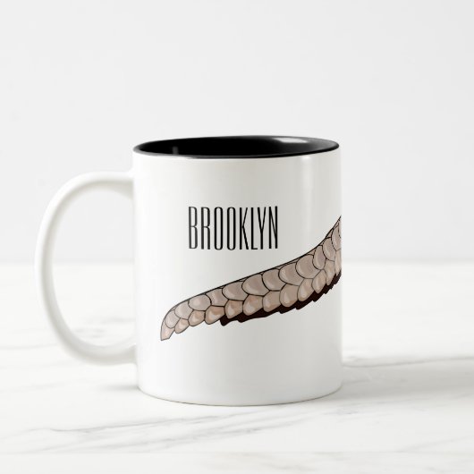 Afbeelding cartoon van pangoline tweekleurige koffiemok (Links)