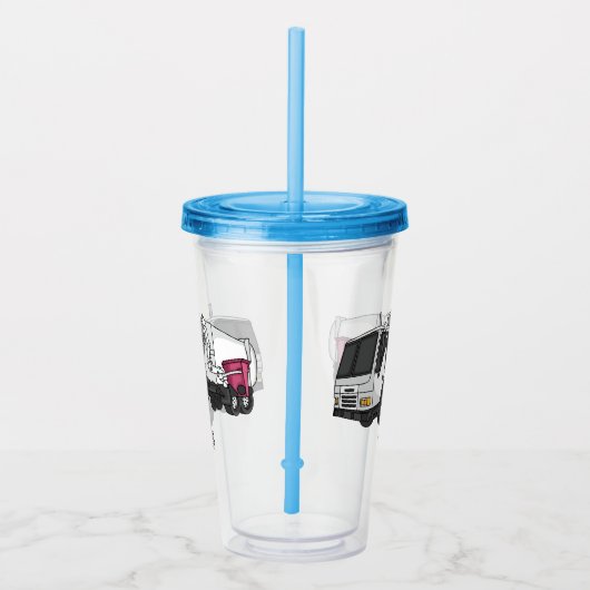 Afbeelding cartoon vuilniswagen acryl drinkbeker (Rechts)