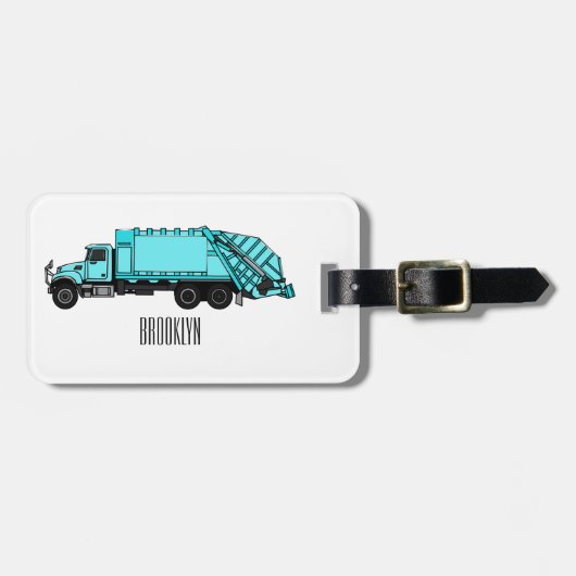 Afbeelding cartoon vuilniswagen bagagelabel (Voorkant horizontaal)