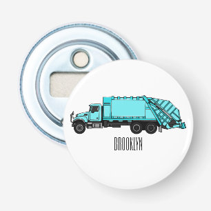 Afbeelding cartoon vuilniswagen button flesopener