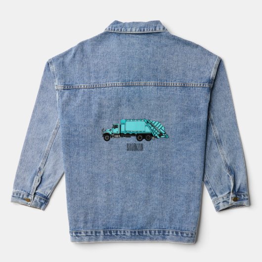 Afbeelding cartoon vuilniswagen denim jacket (Achterkant)
