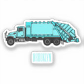 Afbeelding cartoon vuilniswagen sticker (Voorkant)