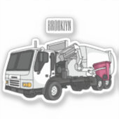 Afbeelding cartoon vuilniswagen sticker (Voorkant)