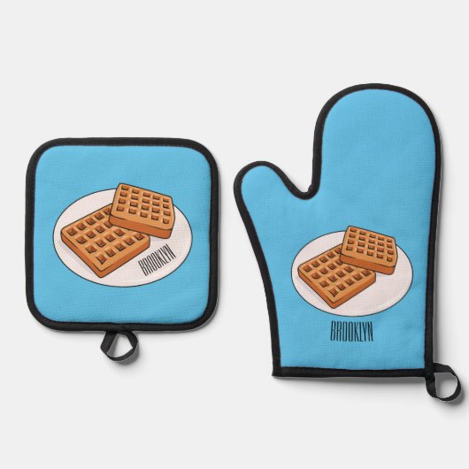 Afbeelding cartoon Wafel Ovenwant & Pannenlap Set (Voorkant)