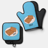 Afbeelding cartoon Wafel Ovenwant & Pannenlap Set (Voorkant / Achterkant)
