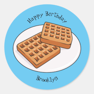Afbeelding cartoon Wafel Ronde Sticker