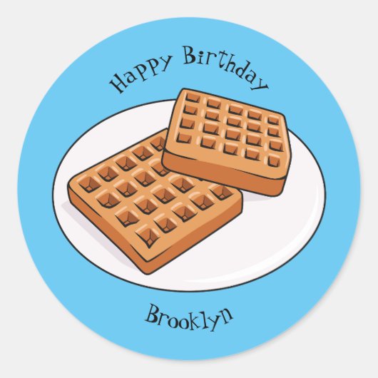 Afbeelding cartoon Wafel Ronde Sticker (Voorkant)