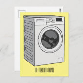 Afbeelding cartoon wasmachine briefkaart (Voorkant / Achterkant)