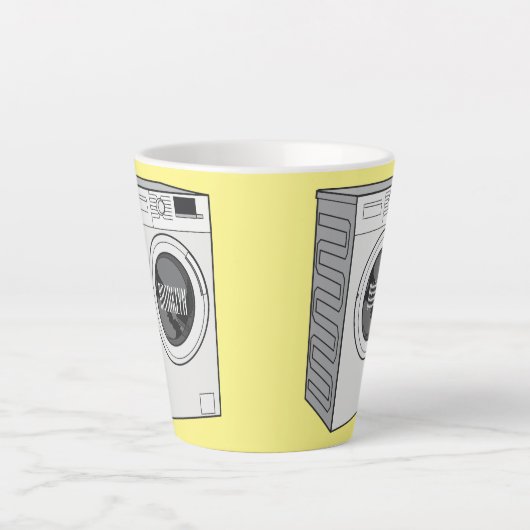 Afbeelding cartoon wasmachine latte mok (Voorkant)