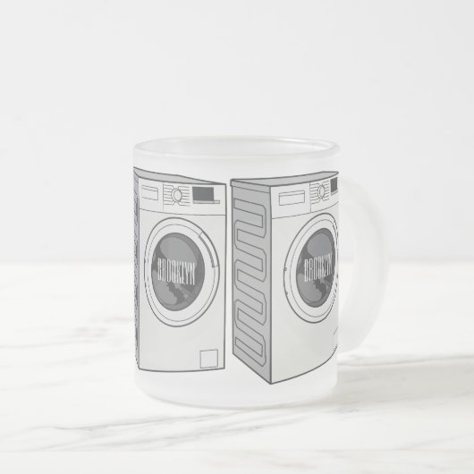 Afbeelding cartoon wasmachine matglas koffiemok (Voorkant rechts)