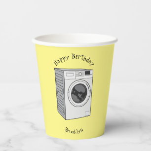 Afbeelding cartoon wasmachine papieren bekers