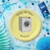Afbeelding cartoon wasmachine papieren bordje (Feest)