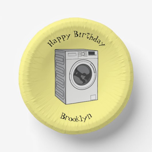 Afbeelding cartoon wasmachine papieren kommen (Voorkant)