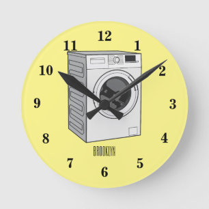 Afbeelding cartoon wasmachine ronde klok