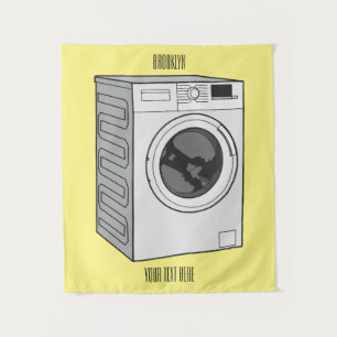 Afbeelding cartoon wasmachine wandkleed