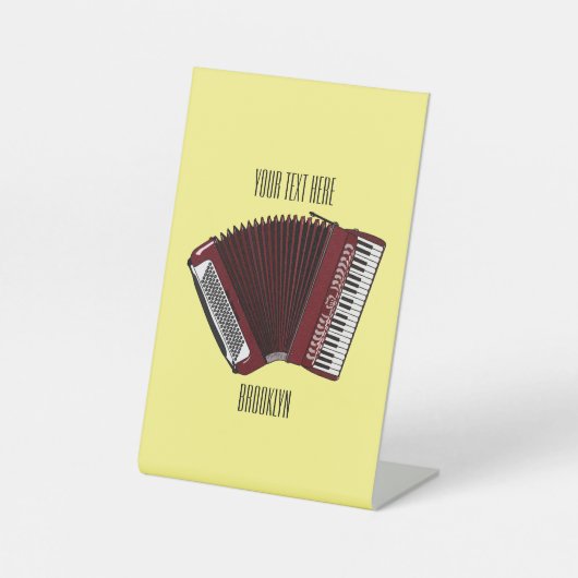 Afbeelding cordion cartoon reclamebord met voetstuk (Voorkant)