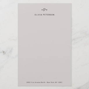 Afbeelding en minimumaantal monogram   Grijs Briefpapier