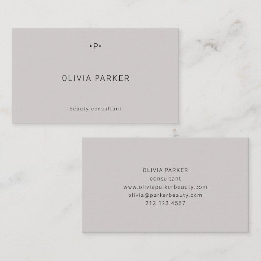 Afbeelding en minimumaantal monogram | Grijs Visitekaartje (Voorkant / Achterkant)