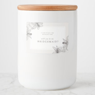 Afbeelding Floral Lilies Bridesmaid Candle Label Voedselcontainer Etiket