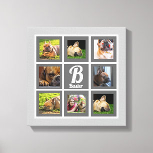 afbeelding foto collage monogram grijs en wit canvas afdruk