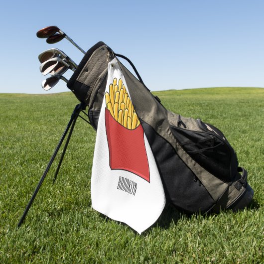 Afbeelding Franse friet cartoon Golfhanddoek (Groen)