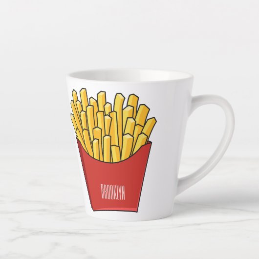 Afbeelding Franse friet cartoon Latte Mok (Rechts)