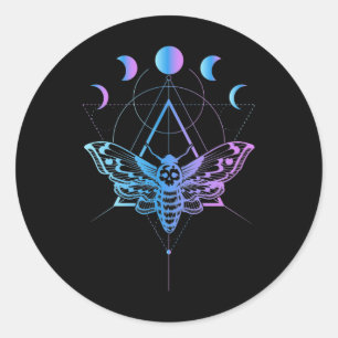 Afbeelding Gothic Moon Moth Crescent Geometry Ronde Sticker
