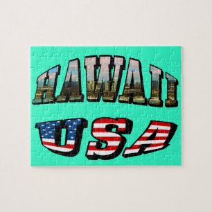 Afbeelding Hawaii en Vlagtekst VS Legpuzzel
