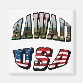 Afbeelding Hawaii en Vlagtekst VS Magneet (Voorkant)