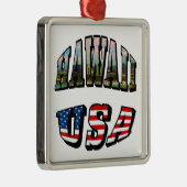 Afbeelding Hawaii en Vlagtekst VS Metalen Ornament (Rechts)