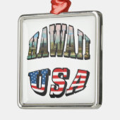 Afbeelding Hawaii en Vlagtekst VS Metalen Ornament (Links)