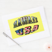 Afbeelding Hawaii en Vlagtekst VS Rechthoekige Sticker (Envelop)