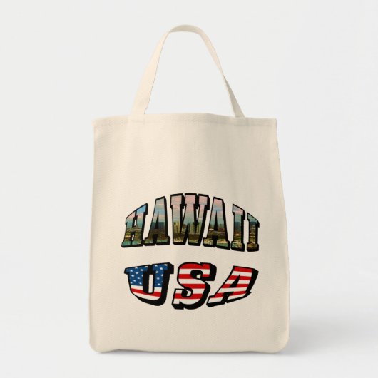 Afbeelding Hawaii en Vlagtekst VS Tote Bag (Voorkant)