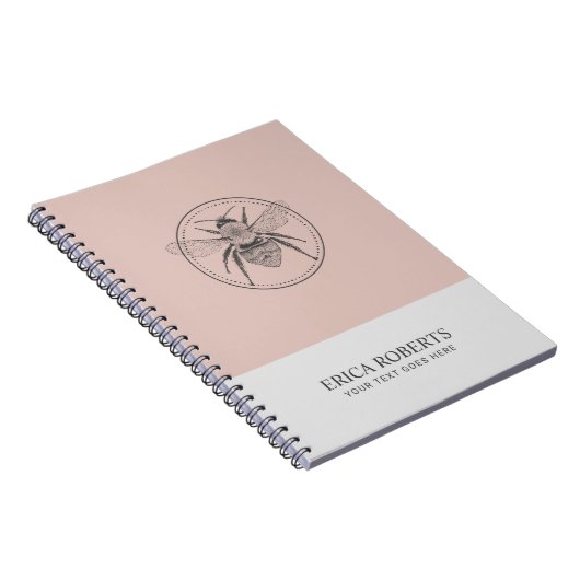 afbeelding honingbijen Blush Pink Notitieboek (Rechterzijde)