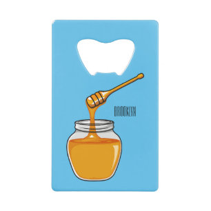 Afbeelding honingcartoon kredietkaart flessenopener