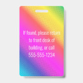 Afbeelding ID Bright Neon Moderne Rainbow Business Badge (Achterkant)